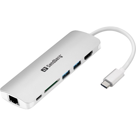 SANDBERG USB-C dokkoló, USB-C Dock HDMI+LAN+SD+USB100W