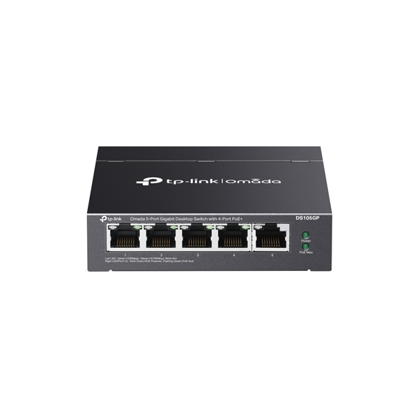 TP-LINK OMADA Switch 5x1000Mbps(4xPOE) Fémházas, DS105GP
