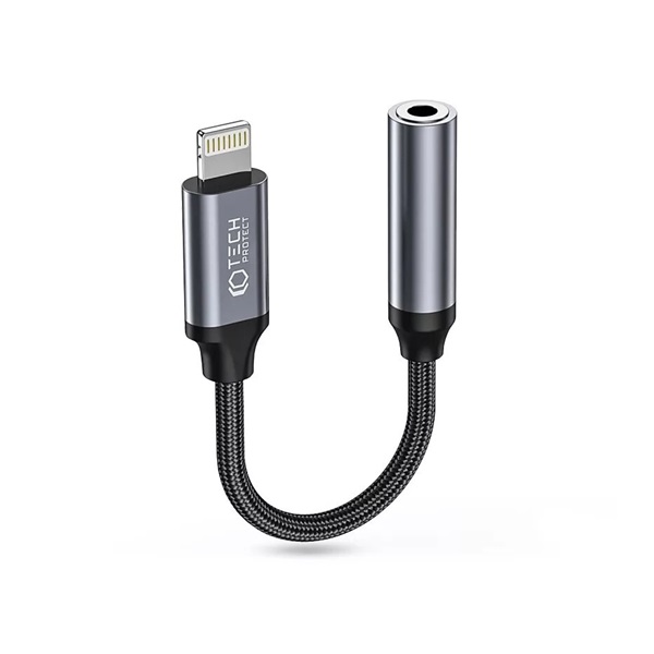 Tech-Protect UltraBoost Lightning/3,5mm jack adapter - fekete/szürke