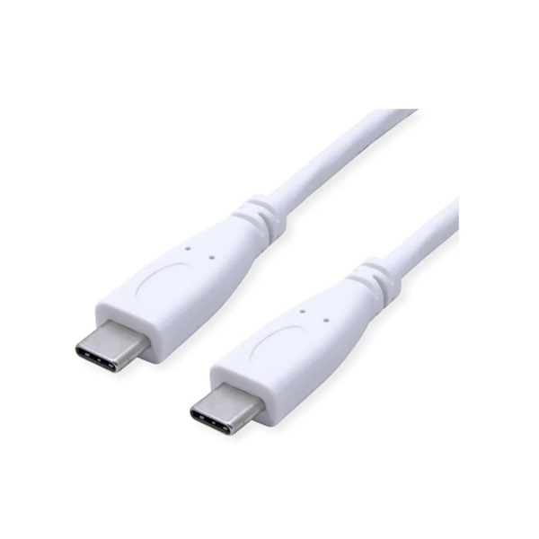 VALUE Kábel USB 3.2 Gen 2 C - C, M/M, 10Gbit/s, PD (Power Delivery) 20V5A - 100W, Emark-al, Video Support, 1m, fehér