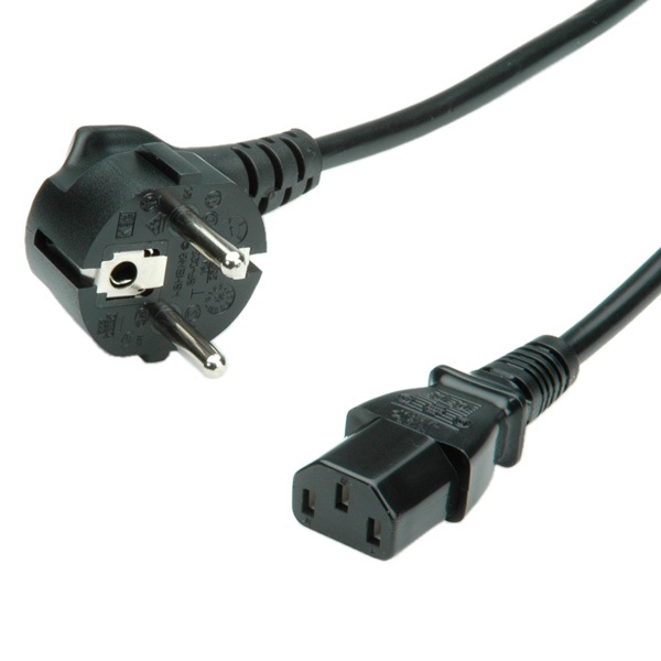 VALUE Tápkábel Hálózati SCHUKO - C13, 1,8m, fekete