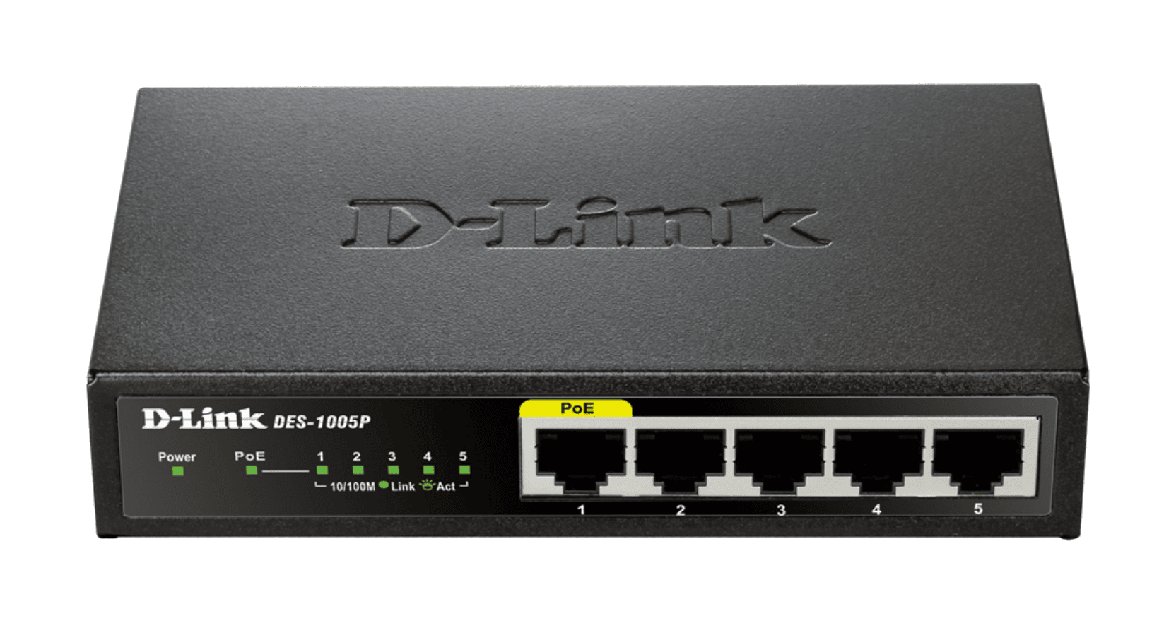 D-LINK Switch 5x100Mbps (4xPOE) Fémházas Asztali, DES-1005P/E