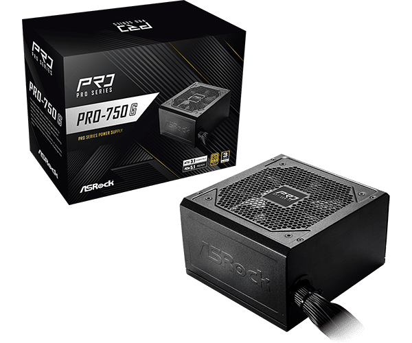 Asrock PRO-750G ATX desktop tápegység 750W 80+ Gold BOX