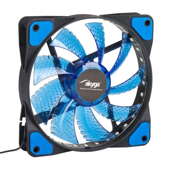 Akyga 12cm (120mm) MOLEX 33 LED ventilátor, kék - AW-12E-BL