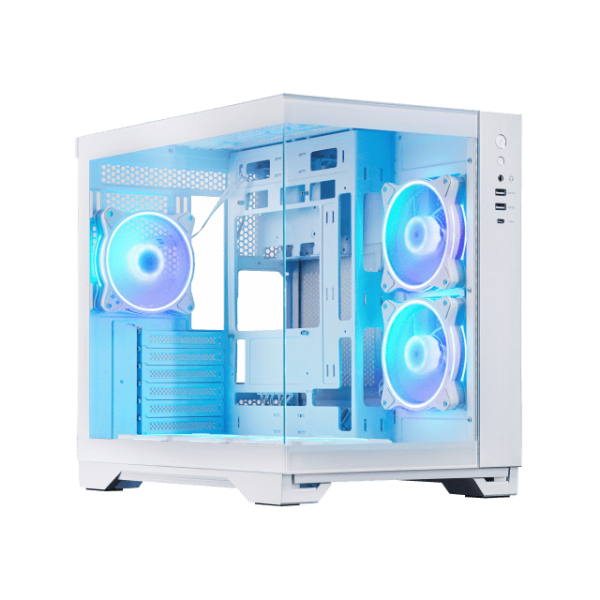 Chieftec VISIO ATX edzett üveg ARGB számítógépház, fehér - GM-30W-TG-OP