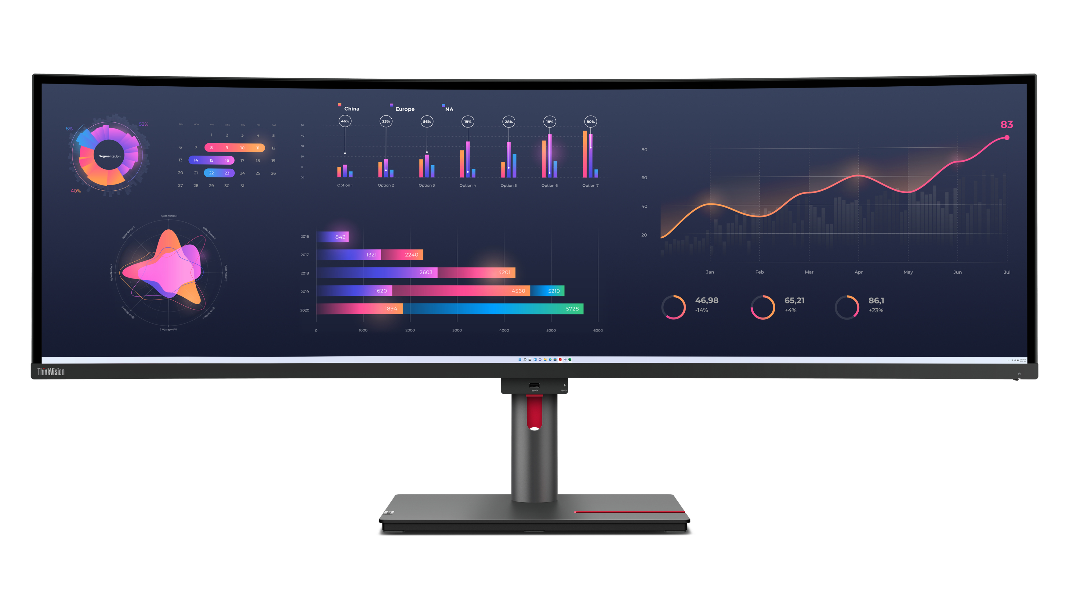Lenovo ThinkVision P49w-30 49" ívelt IPS LED monitor fekete