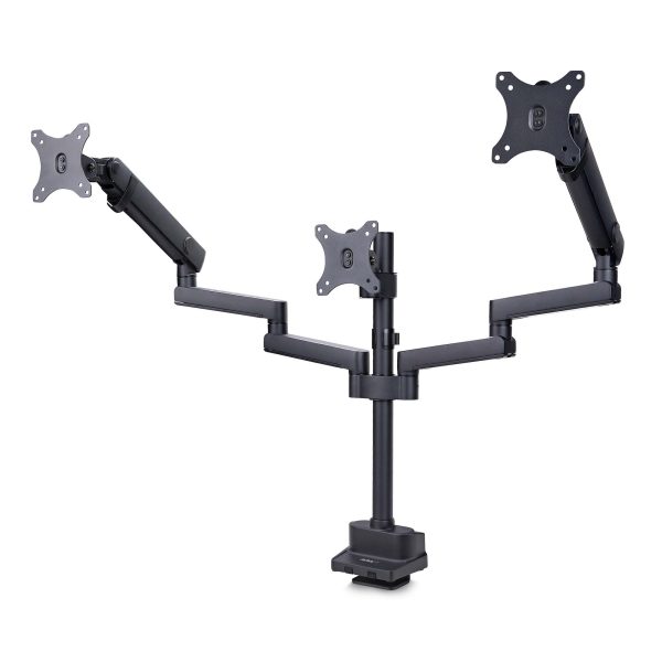 TRIPLE MONITOR DESK MOUNT TO 27INCH SCREENS SPRING ARMS