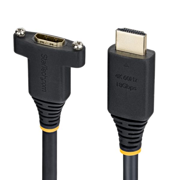 STARTECH 2M HDMI 2.0 CABLE M-F PANEL M TO F PANEL BLACK CABLE