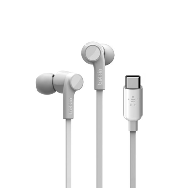 BELKIN ROCKSTAR INEAR HEADPHONE WITH USB-C CONNECTOR WHITE