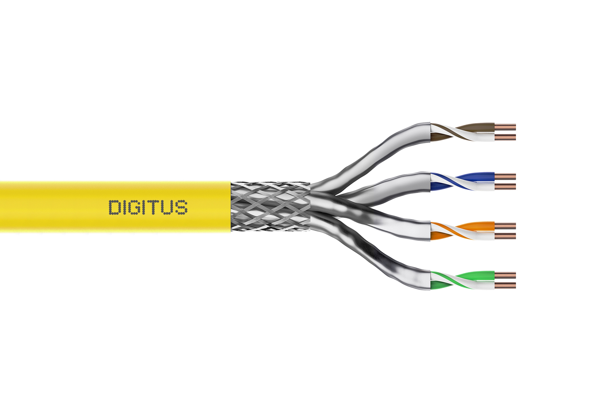 CAT 7A S/FTP CABLE100M 1500MHZ DAC AWG22/1 YELLOW