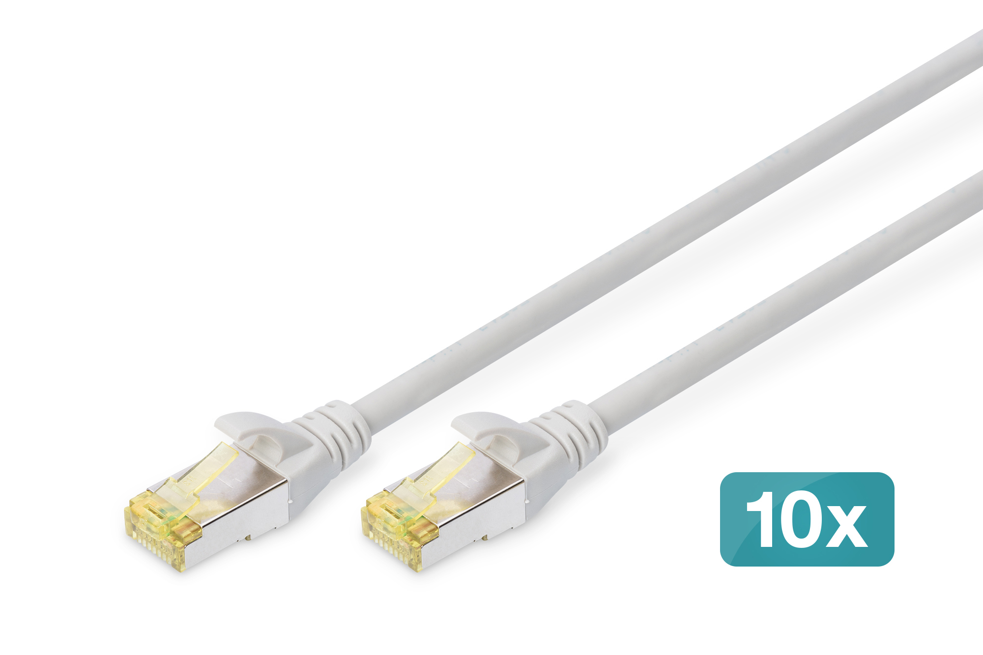 CAT 6A S/FTP PATCH CORD10P AWG 26/7 0.25 M 10 PIECESGREY