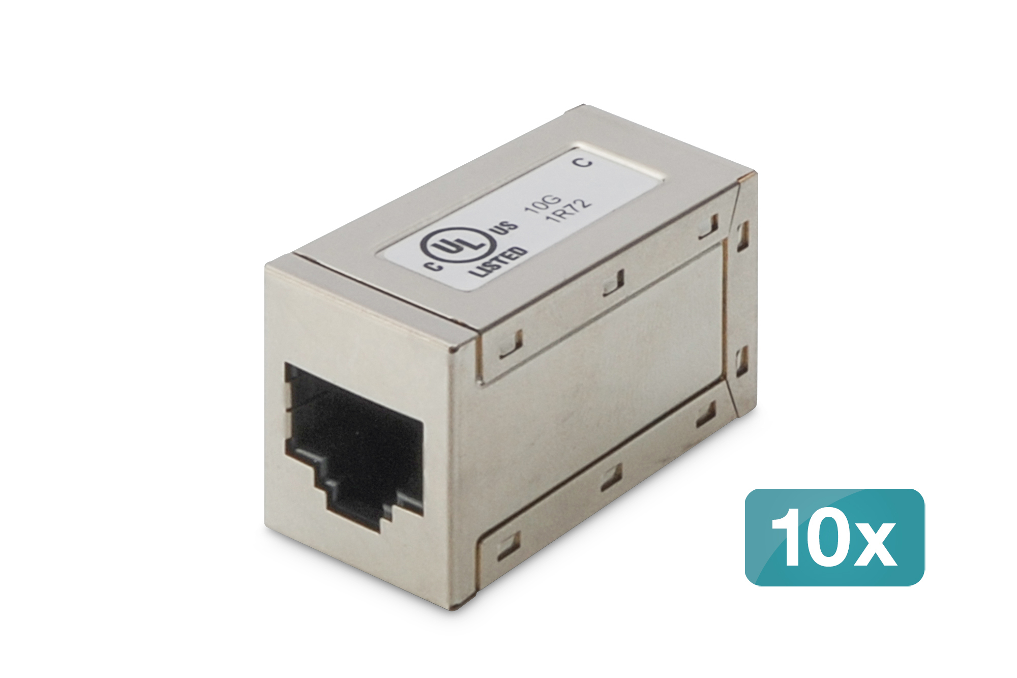 CAT 6 MODULAR COUP.SHIELD 10X 8P8C-1:1 METAL HOUSING