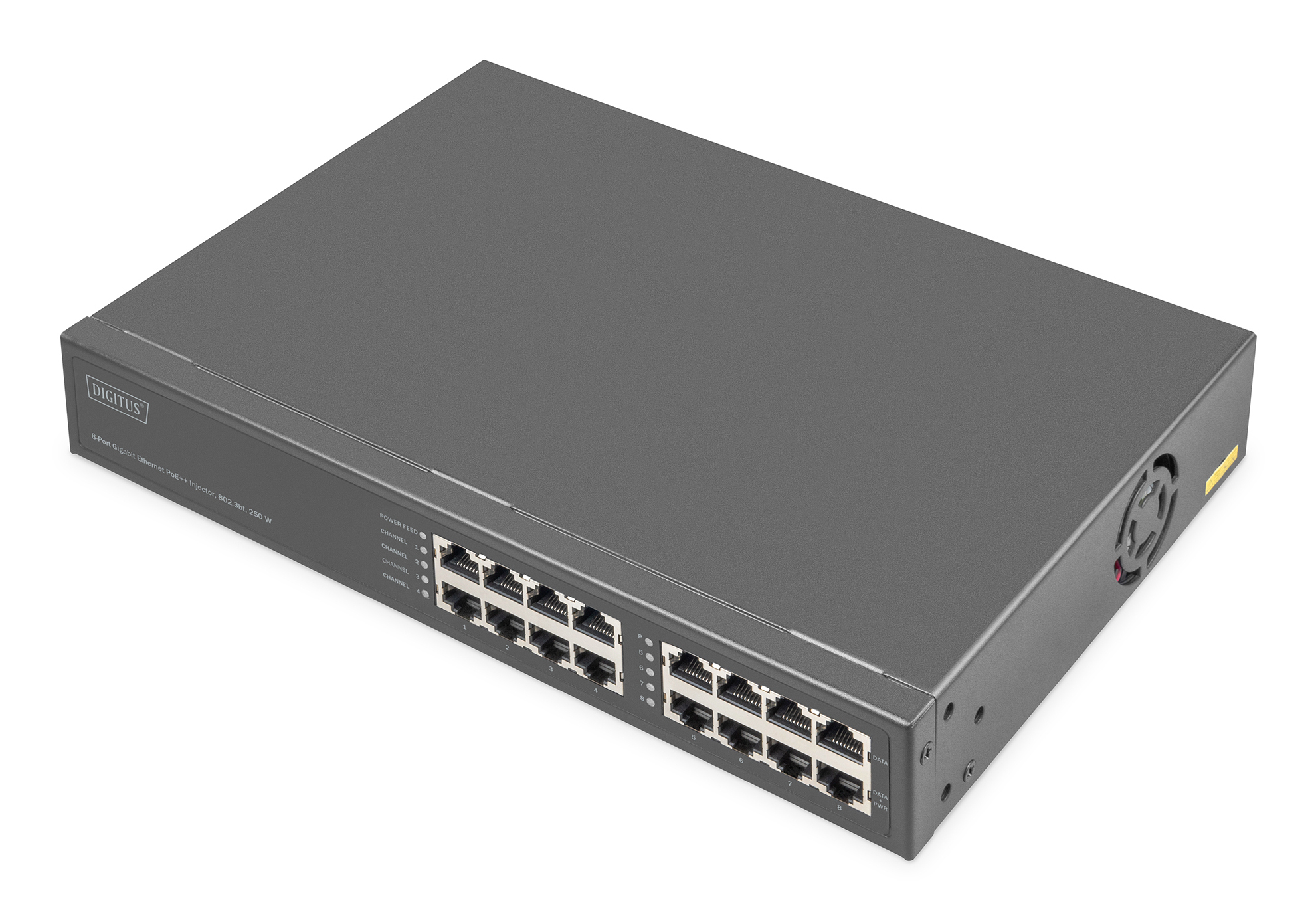 8-PORT GB LAN POE INJEKTOR 250W 802.3BT POWER POE BUDGET 250W
