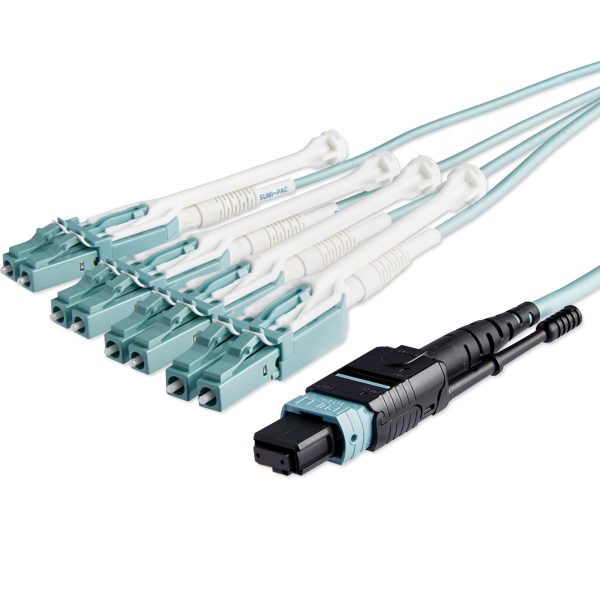 10M MTP TO LC BREAKOUT CABLE OM3 40GB - PUSH/PULL TAB