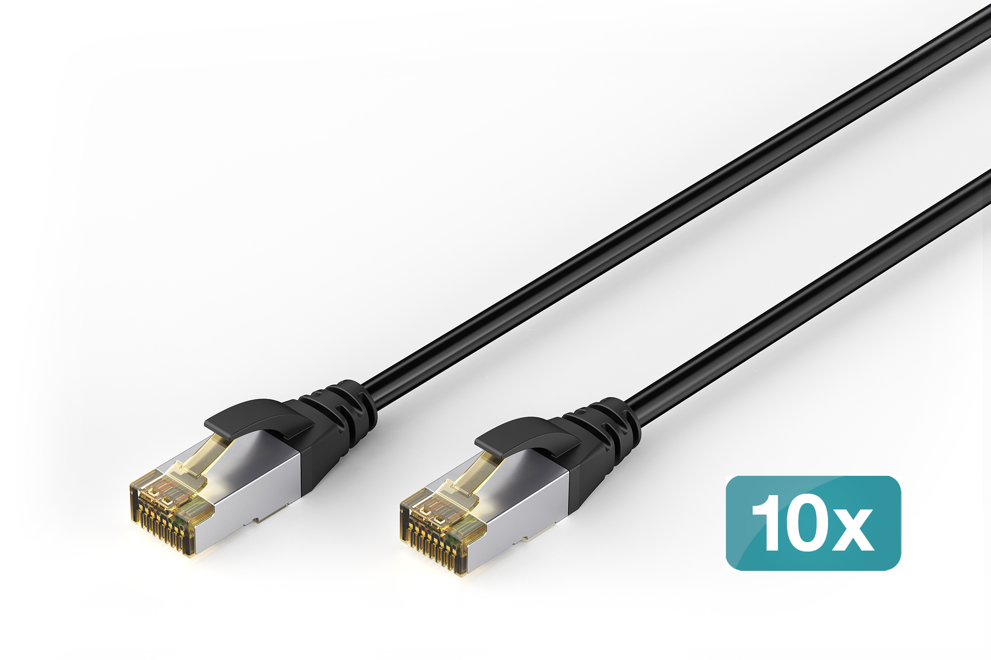 CAT 6A S-FTP OUTDOOR 10X1M BLK KU PE AWG 26/7 10 PACK BLACK