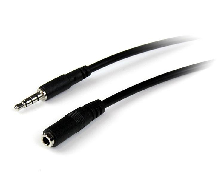 StarTech Jack stereo 3,5mm (4pin) M/F audio kábel hosszabbító 2m fekete