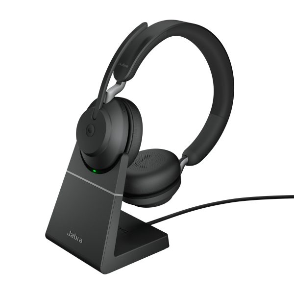 JABRA Fejhallgató - Evolve2 65 MS Teams Stereo Bluetooth Vezeték Nélküli, Mikrofon + Töltő állomás