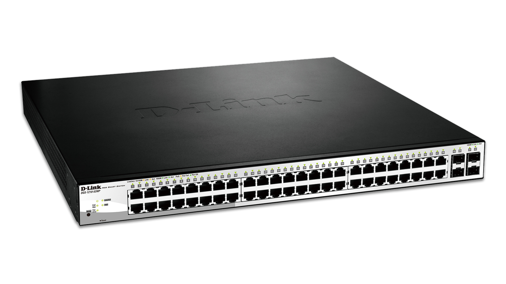 D-LINK Switch 48x1000Mbps (48xPOE) + 4xGigabit kombó SFP Menedzselhető Rackes, DGS-1210-52MP/E
