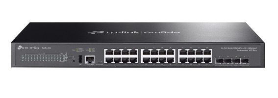 TP-LINK Switch 24x1000Mbps + 4x10Gbps SFP + 1xkonzol port, Menedzselhető, SG5428X