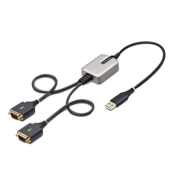 StarTech USB-A 2.0 -> 2db Serial RS-232 DB9 M/M adatkábel 0.6m fekete-szürke