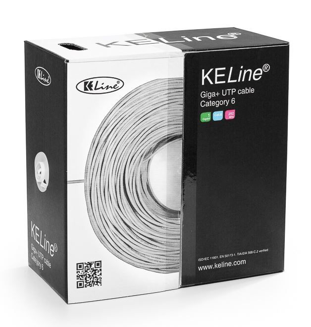 KELINE UTP Falikábel dobozos CAT.6 305m AWG23, PVC, Euroclass Eca