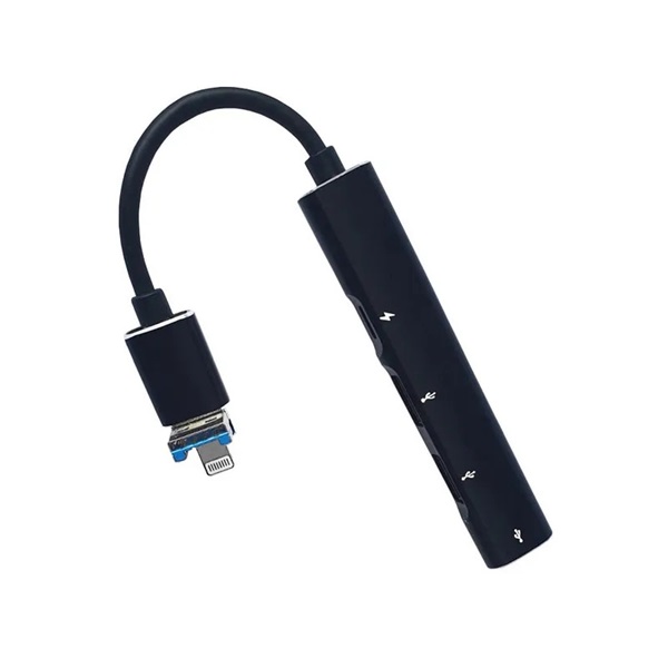 BLACKBIRD Adapter USB3.0/Lightning, 2xUSB, 1xUSB-C, 1xLightning, Fekete