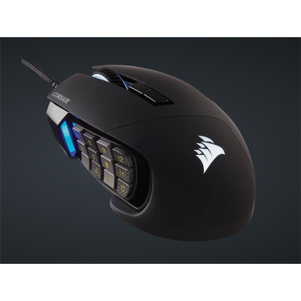 CORSAIR Vezetékes Egér Gaming, SCIMITAR RGB ELITE, 17 programozható gomb, RGB Világítás, 18000dpi, fekete