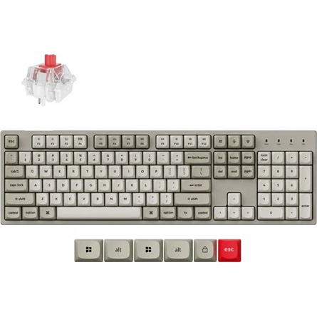 Keychron C2 Pro 8K USB magyar Super Red mechanikus billentyűzet szürke
