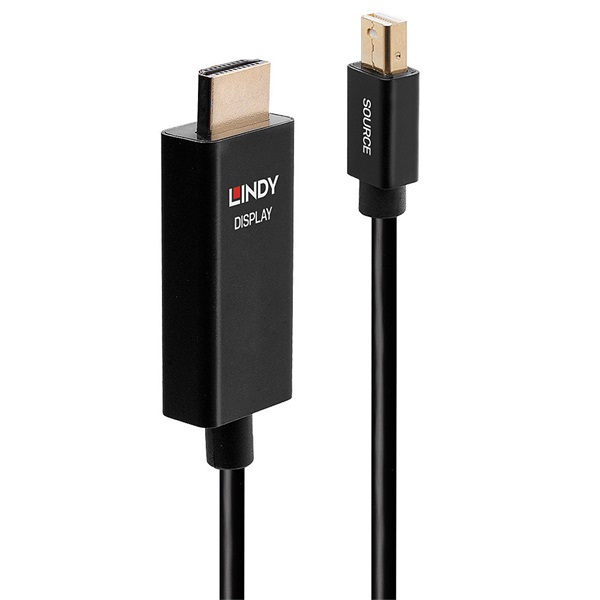 LINDY Kábel Aktív Mini DisplayPort - HDMI, 4K@60Hz, 3m, fekete
