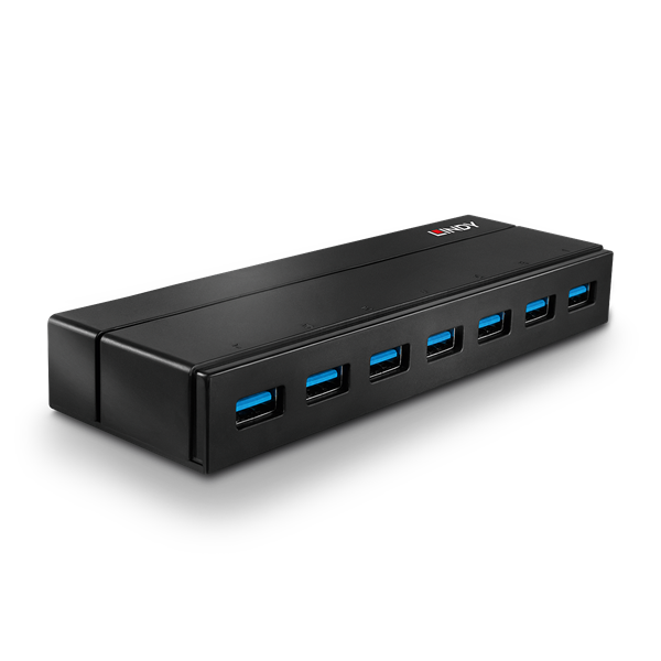 LINDY HUB USB 3.2 Gen1, hálózati tápellátással, 7 port