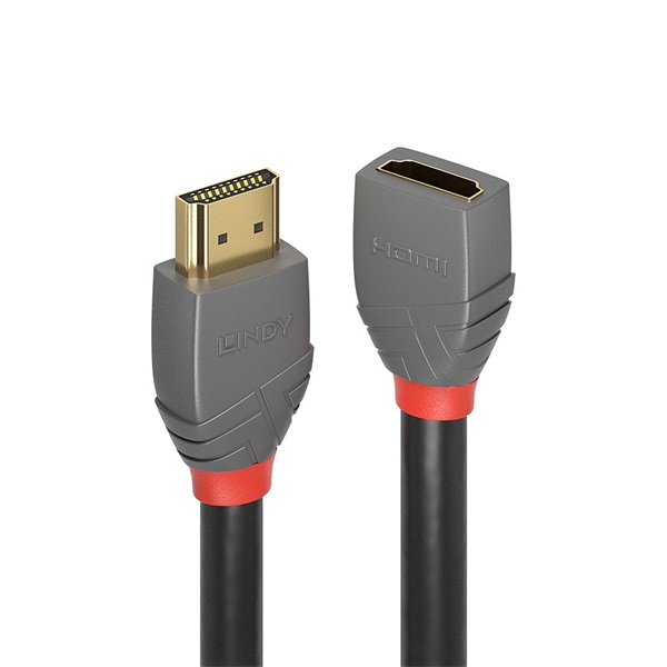 LINDY Kábel HDMI 2.0 HDMI - HDMI, hosszabbító, Anthra Line, 4K@60Hz, M/F,  2m, fekete