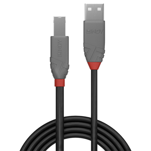 LINDY Kábel USB 2.0 A - B Anthra Line, M/M 3m, fekete