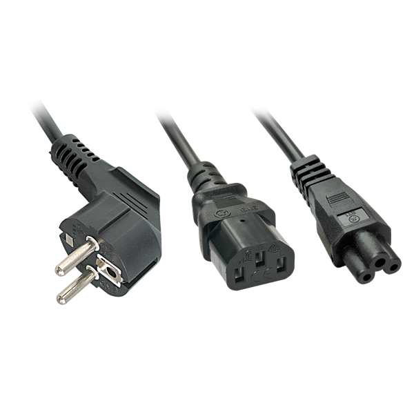 LINDY Y Tápkábel Schuko - C13 és C5, 2m