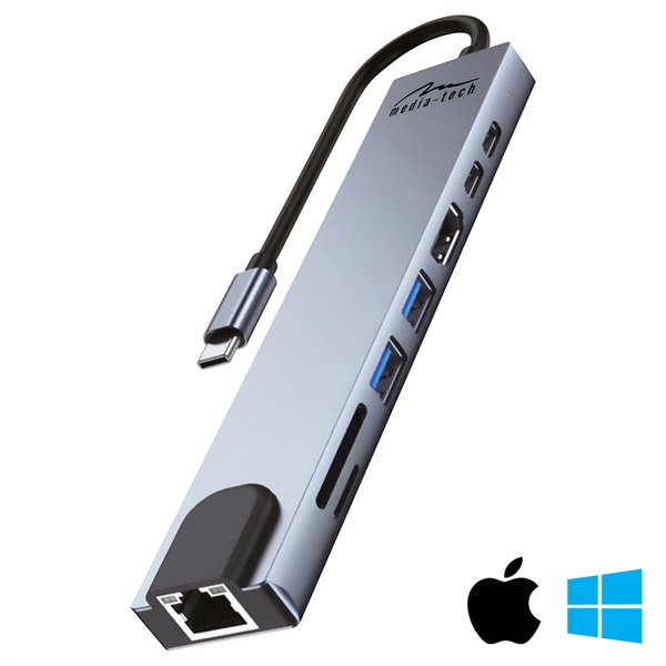 MEDIA-TECH 8in1 GIGA LAN HUB Docking Station HDMI, SD