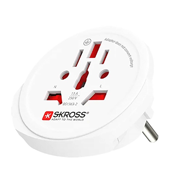 Skross SKR1500211EC utazó adapter, Világról - Európába, 2 és 3 pólusú eszközökhöz, több mint 220 úti célból