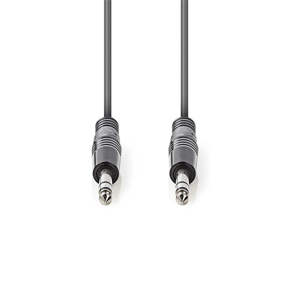 Nedis COTH23020GY15 félprofi audio kábel, 2 x 6,35mm sztereo jack dugó, hossz 1.5m, rugalmas