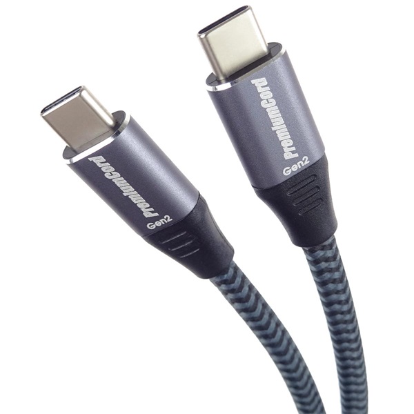 PREMIUMCORD Kábel USB 3.2 Gen 2x2, C - C, 100W, 5A, 20Gbit/s, Video Support, M/M, 0,5m, szürke