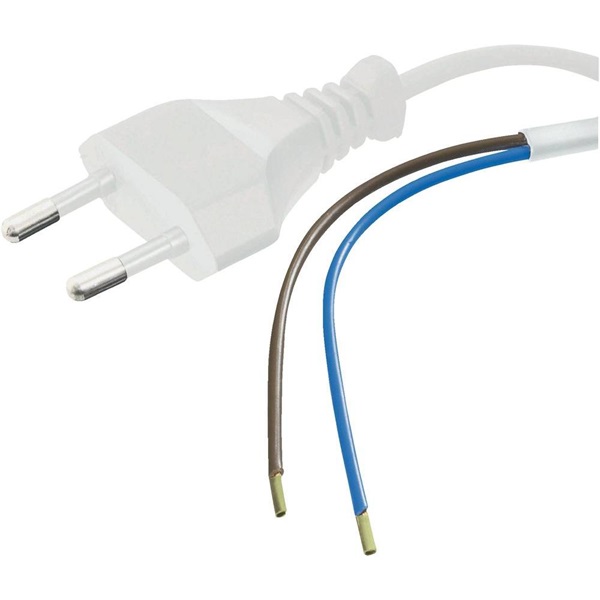 PREMIUMCORD Szerelhető Tápkábel Hálózati, Euro Plug - szereletlen végű, 2 eres, 250V, 2.5A, 3m, fehér