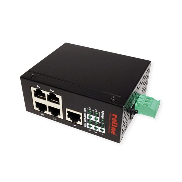 ROLINE Ipari Switch, 5x RJ-45, unmanaged, DIN support