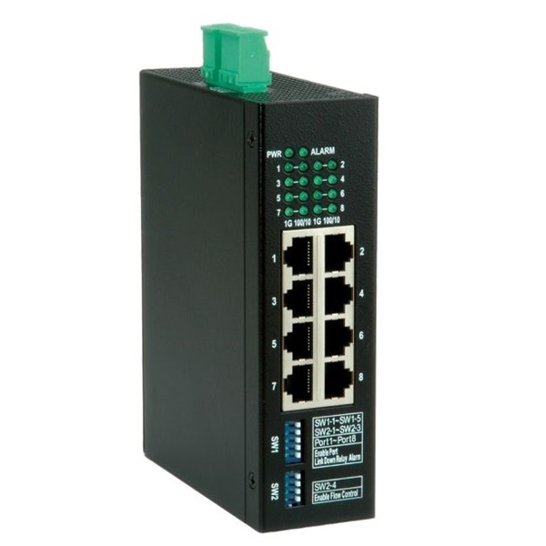 ROLINE Ipari Switch, Gigabit Ethernet 8x RJ-45, DIN support