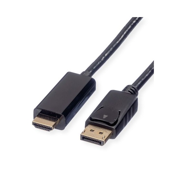 ROLINE Kábel DisplayPort 1.2 DP - HDMI 4K@60Hz, M/M,  2m, fekete
