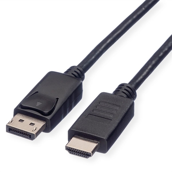 ROLINE Kábel DisplayPort 1.1 DP - HDMI 2K@60Hz, M/M, 1m, fekete