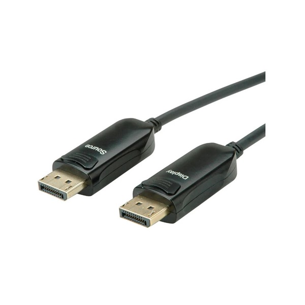 ROLINE Kábel DisplayPort 1.4 DP - DP Optikai, 8K@60Hz, (AOC), M/M, 30m, fekete