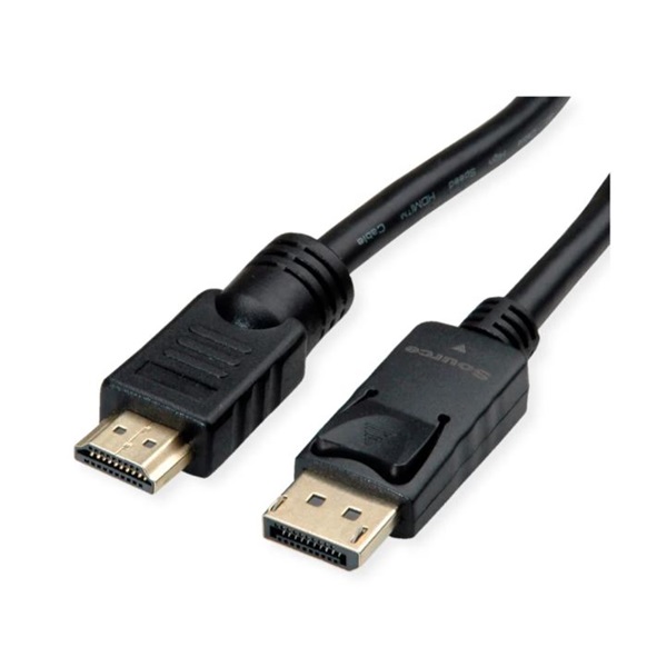 ROLINE Kábel DisplayPort 1.2 DP - HDMI 4K@60Hz, M/M, 10m, fekete