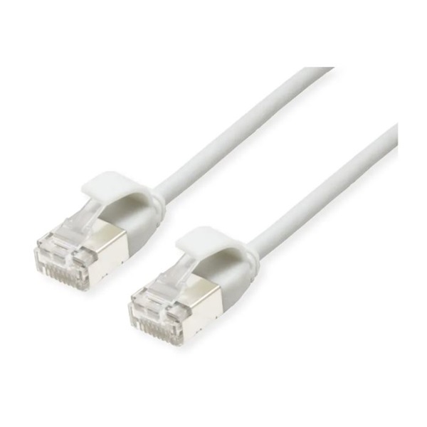 ROLINE Patch kábel U/FTP CAT6a LSOH, Slim, ultra hajlékony, data center kábel, kihúzásgátló, 2m, fehér