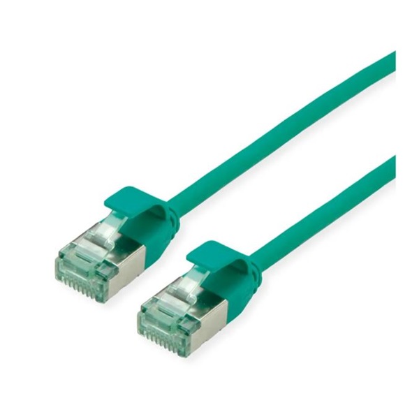 ROLINE Patch kábel U/FTP CAT6a, Slim, ultra hajlékony, data center kábel, kihúzásgátló, RM, 3m, zöld
