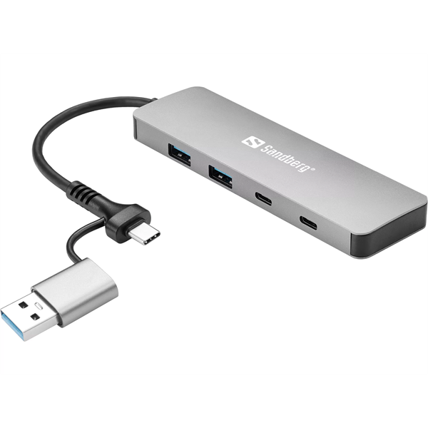 SANDBERG Hub és elosztó, USB-C/A to 2xUSB-A+2xUSB-C Hub
