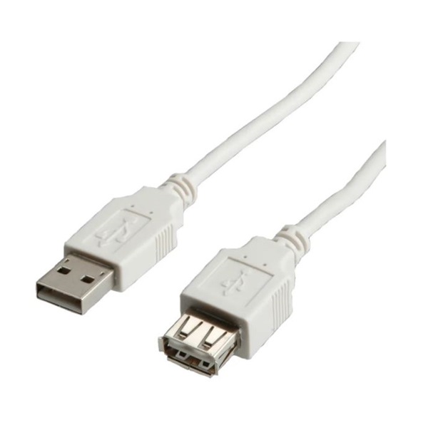 STANDARD kábel USB2.0 USB-A - USB-A, M/F, 3m, bézs