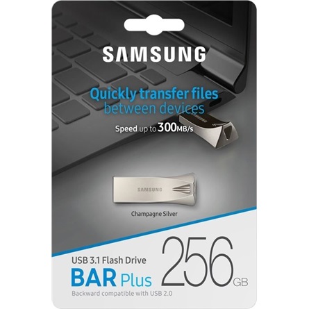 Samsung 256GB BAR Plus vízálló USB-A 3.2 Gen1 pendrive BOX ezüst