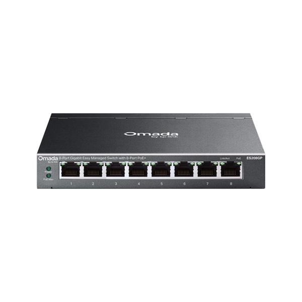 TP-LINK OMADA Switch 8x1000Mbps(8xPOE+) Fémházas Easy Smart, ES208GP